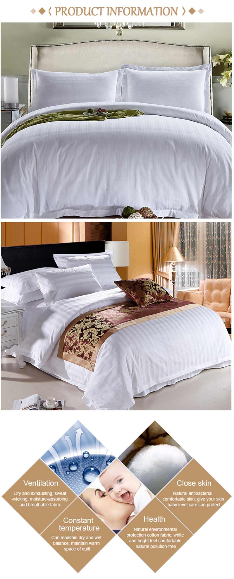 5 star special luxury 100% cotton hotel bedding set 7